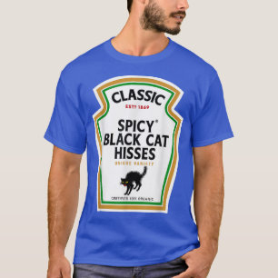 Halloween Condiment Bottle  Spicy Black Cat Hisses T-Shirt