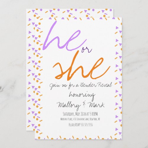 Halloween Confetti  Gender Reveal Invitation