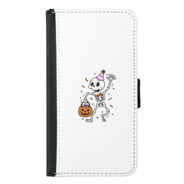 Halloween Confetti Skeleton Samsung Galaxy Wallet Case (Front)