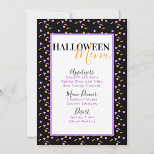 Halloween Confetti Sprinkles Birthday Party Menu
