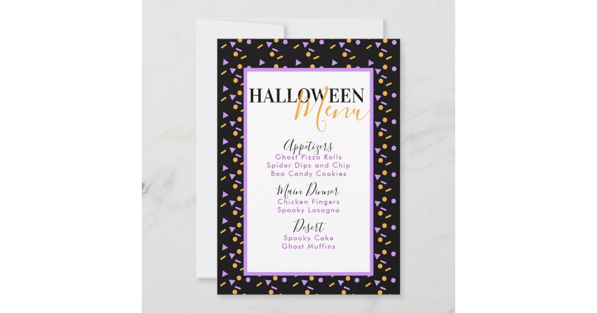 Halloween Confetti Sprinkles Birthday Party Menu Zazzle