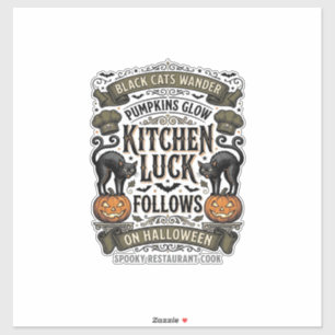 Halloween Cook Shirt Vintage Black Cat Pumpkin Kit Sticker