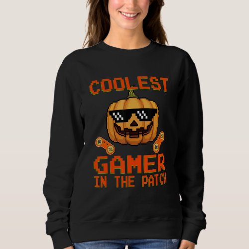 Halloween Coolest Gamer In The Patch Boys Girls Pu Sweatshirt