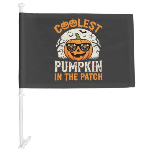 Halloween Coolest Pumpkin in the Patch Design Car Flag
