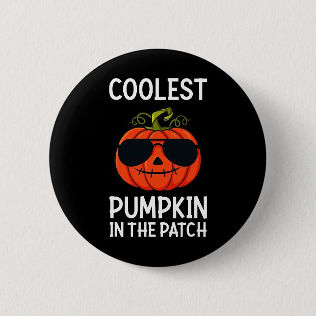 Halloween Coolest Pumpkin In The Patch Fun Boys Gi Button (Front)