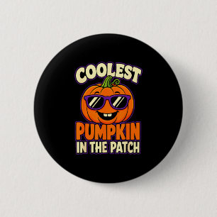 Halloween coolest pumpkin in the patch kids boys button