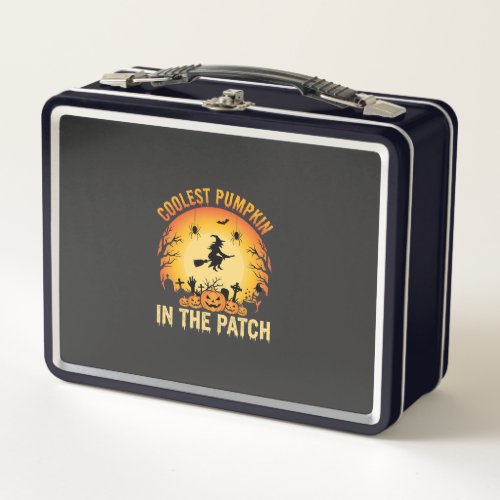 Halloween Coolest Pumpkin in the Patch Witch Desig Metal Lunch Box