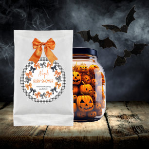 Halloween Coquette Black Orange Bows Baby Shower Classic Round Sticker
