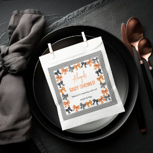 Halloween Coquette Black Orange Bows Baby Shower Favor Bag