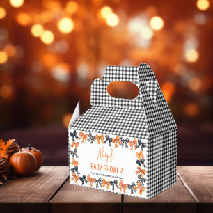 Halloween Coquette Black Orange Bows Baby Shower Favor Boxes