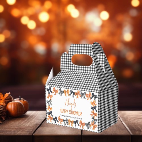 Halloween Coquette Black  Orange Bows Baby Shower Favor Boxes