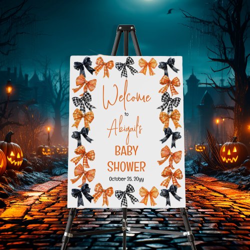 Halloween Coquette Black  Orange Bows Baby Shower Foam Board