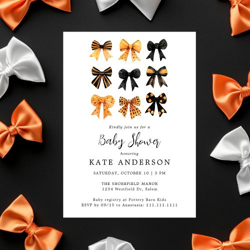 Halloween Coquette Bows Cute Baby Shower Invitation