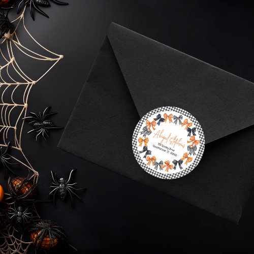 Halloween Coquette Bows Return Address Classic Round Sticker