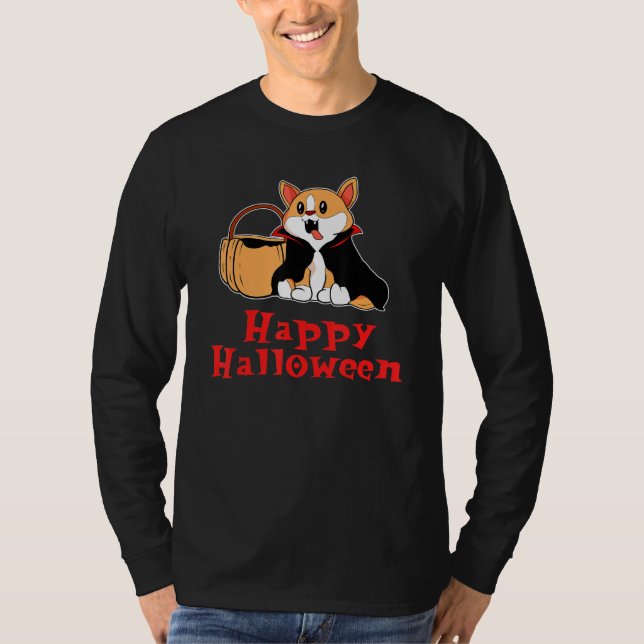 Halloween Corgi Dog Vampire Dracula For Dog T-Shirt (Front)