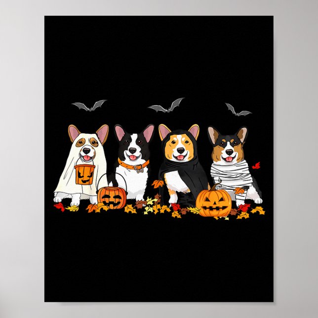 Halloween Corgi Ghost Soky Corgi Lovers Dog Mama P Poster (Front)