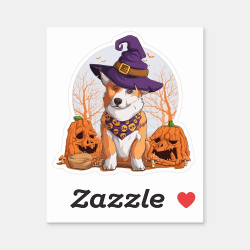 Halloween Corgi Square Sticker