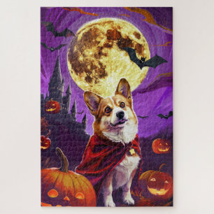 Halloween Corgi Vampire Pumpkins Scary Jigsaw Puzzle