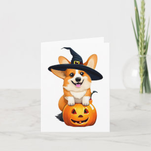 Halloween Corgi Witch Hat  Card
