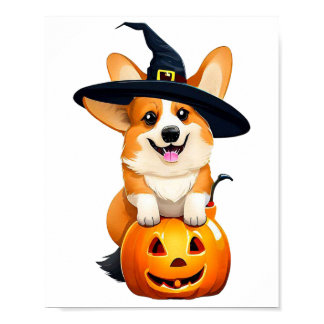 Halloween Corgi Witch Hat  Poster