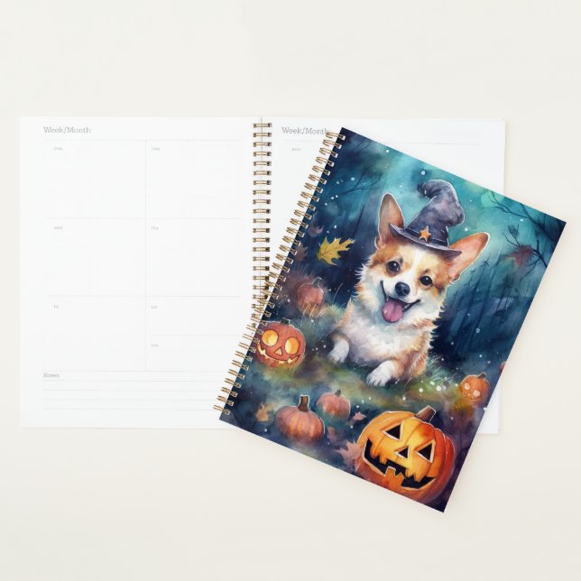 Halloween Corgi With Pumpkins Scary Planner (Display)