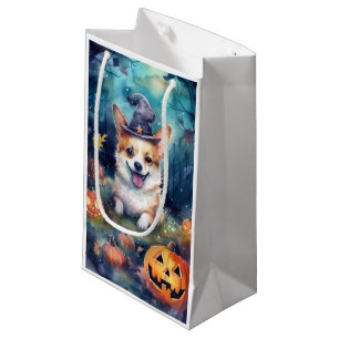 Halloween Corgi With Pumpkins Scary Small Gift Bag