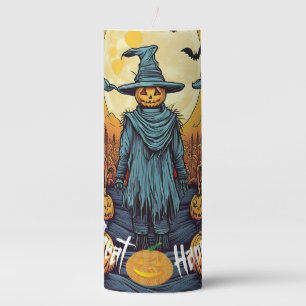 Halloween Corn Field & Scare Crow Pillar Candle