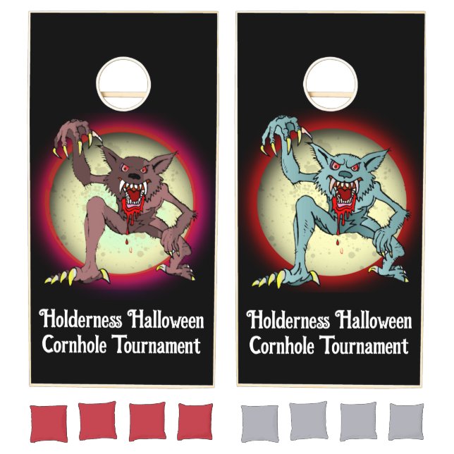Halloween Cornhole Tournament Werewolf Personalize Cornhole Set (Set)