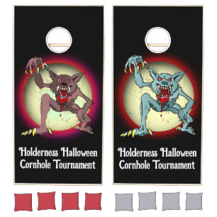 Halloween Cornhole Tournament Werewolf Personalize Set