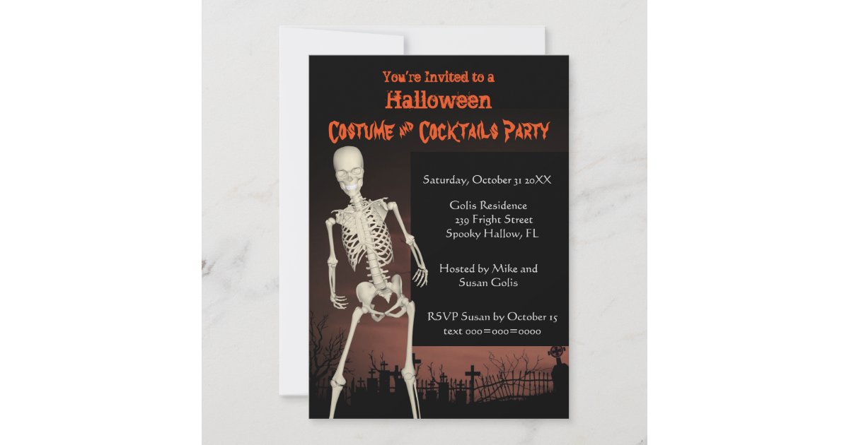 Halloween Costume and Cocktails Party Invitation | Zazzle