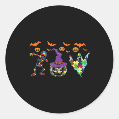 Halloween costume Autism Awareness Pumpkin Witch P Classic Round Sticker