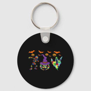 Halloween costume Autism Awareness Pumpkin Witch P Keychain
