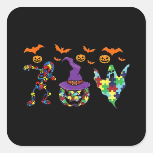 Halloween costume Autism Awareness Pumpkin Witch P Square Sticker