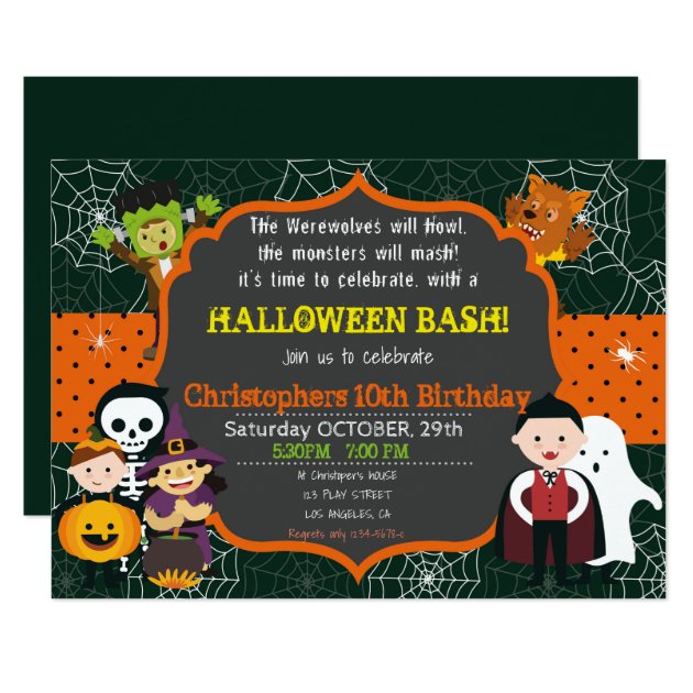 HALLOWEEN COSTUME BIRTHDAY BASH INVITATION