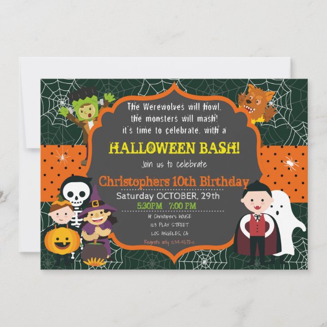 HALLOWEEN COSTUME BIRTHDAY BASH INVITATION (Front)