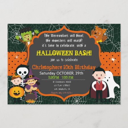 Halloween Costume Birthday Bash Invitation