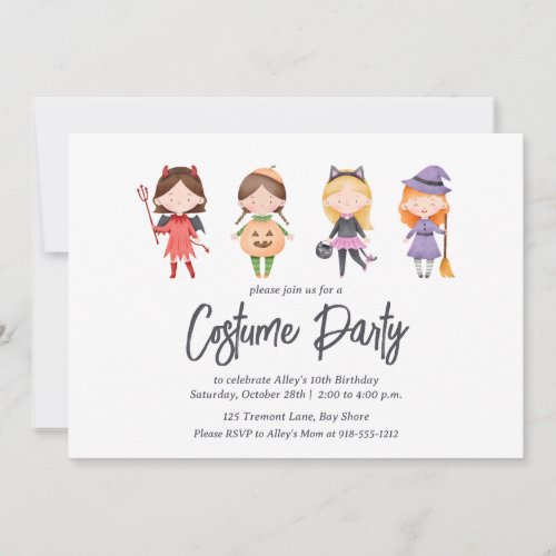 Halloween Costume Birthday Party Invitation