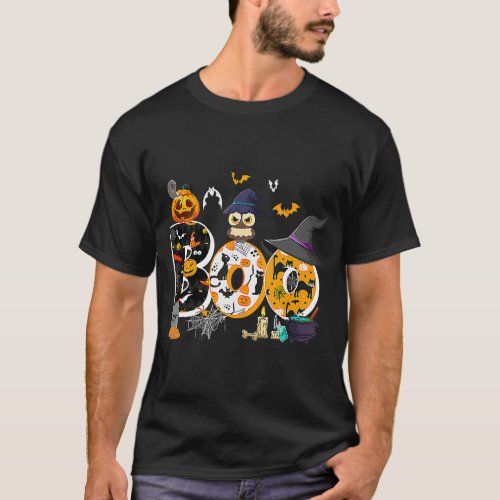halloween costume boo owl witch hat spider pumpkin T_Shirt