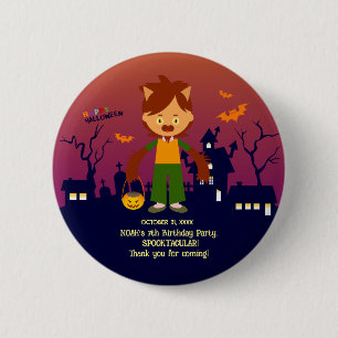 Halloween Costume Boy Birthday Party Button
