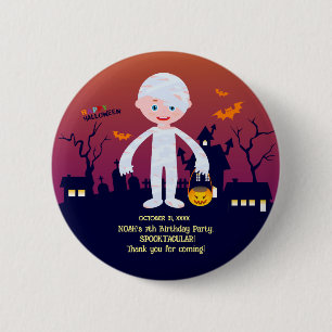 Halloween Costume Boy Birthday Party Button