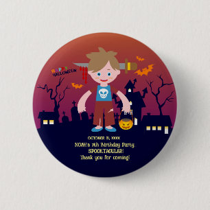 Halloween Costume Boy Birthday Party Button