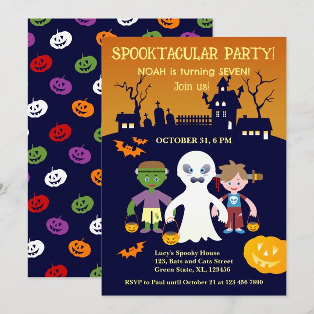 Halloween Costume Boy Birthday Party  Invitation (Front/Back)