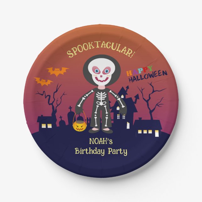 Halloween Costume Boy Birthday Party  Paper Plates (Front)