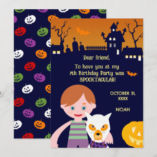 Halloween Costume Boy Birthday Party  Thank You Card