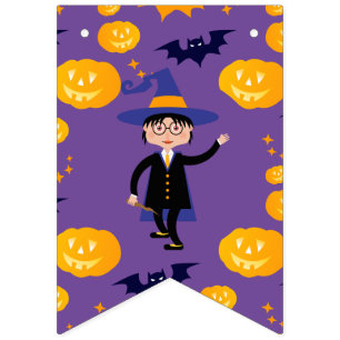 Halloween Costume Boy Wizard Birthday Party  Bunting Flags