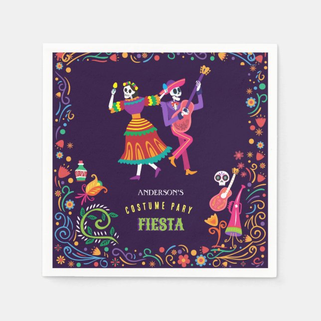 Halloween Costume Colorful Party De los Muertos Napkins (Front)