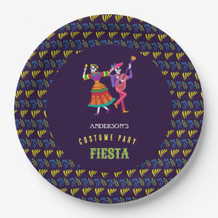 Halloween Costume Colorful Party De los Muertos Paper Plates
