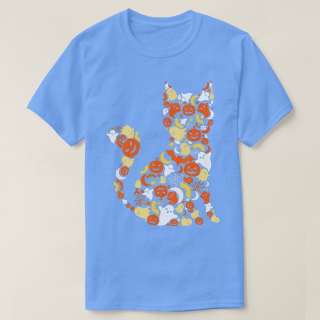 Halloween costume funny cat pumpkin Scary moon wom T-Shirt (Design Front)