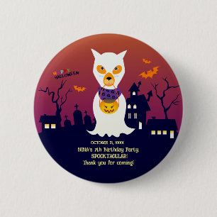 Halloween Costume Girl Birthday Party  Button