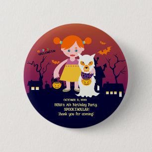 Halloween Costume Girl Birthday Party Button
